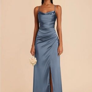 Birdy Grey Lydia Matte Satin Dress in French Blue